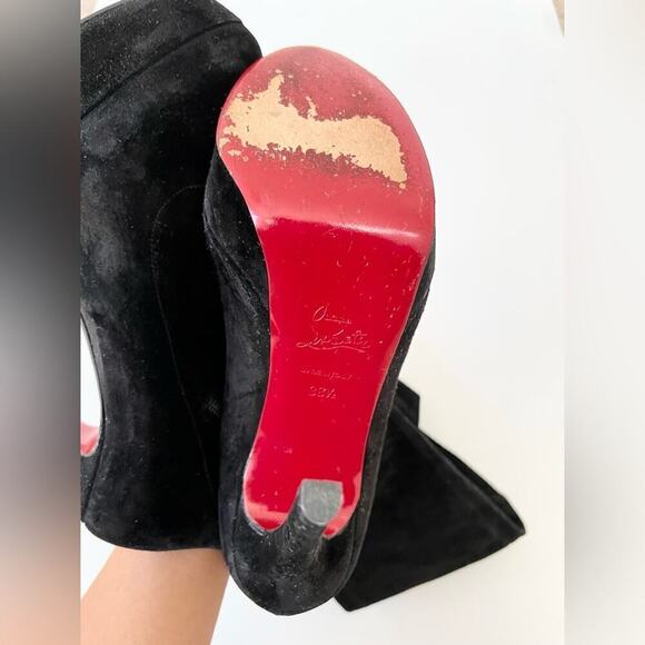 Christian Louboutin Black Suede leather Monica OTK thigh high boots EU 38.5 - Picture 12 of 15